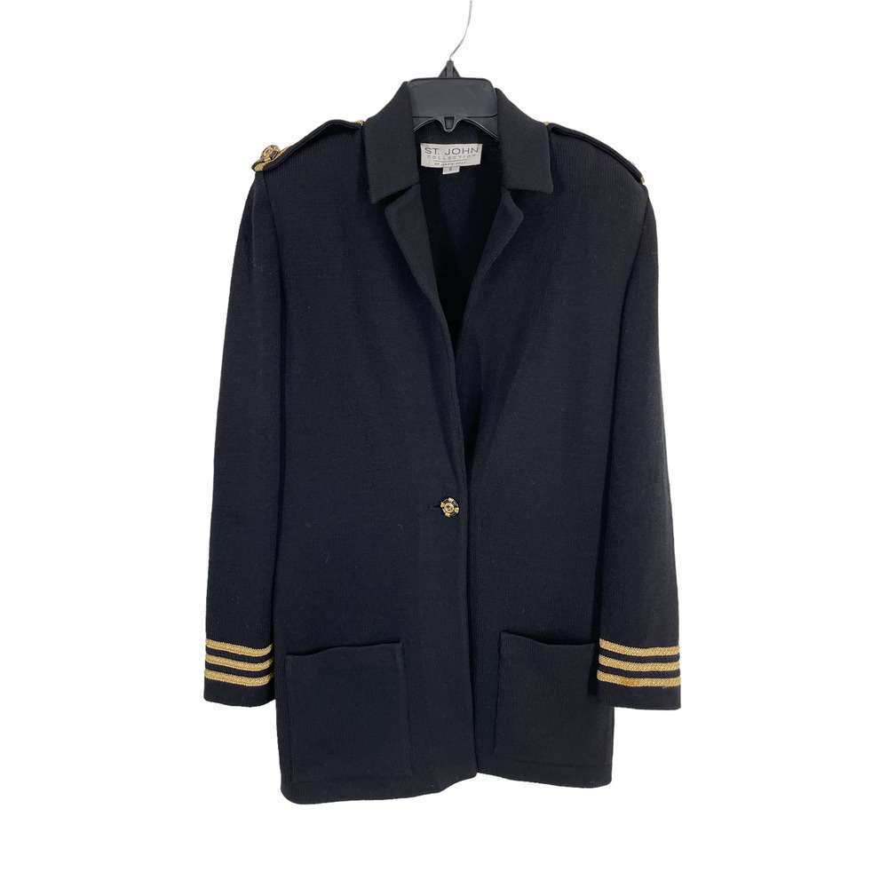 ST JOHNS COLLECTION BLACK CARDIGAN WITH GOLD STRIP DETAILING